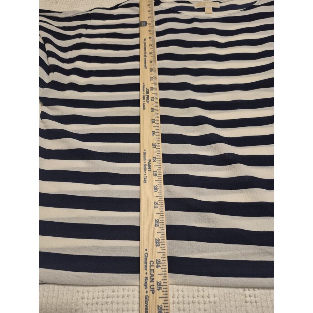 Michael Kors Crinkle Tunic Top Womens 1X Navywhite Stripe 3/4 Sleeve Side Tie - Picture 5 of 6